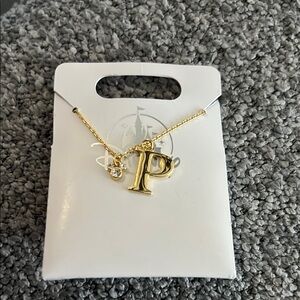 Disney Gold 'P' Necklace with Crystal Mickey Accent